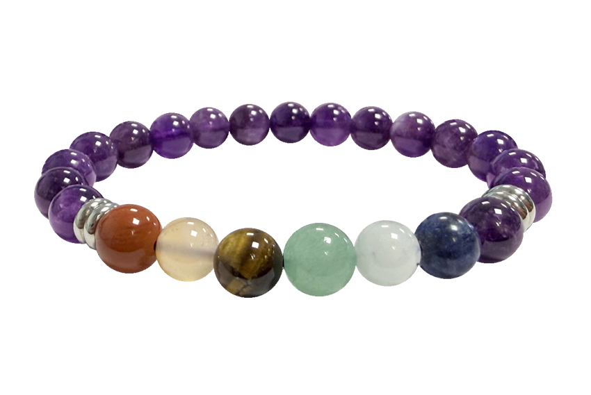 Armband Amethyst 7 chakras A perles 8mm
