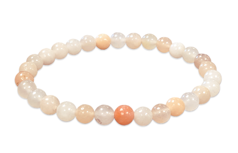 Pfirsichfarbenes Aventurin-Armband mit 6 mm großen Perlen