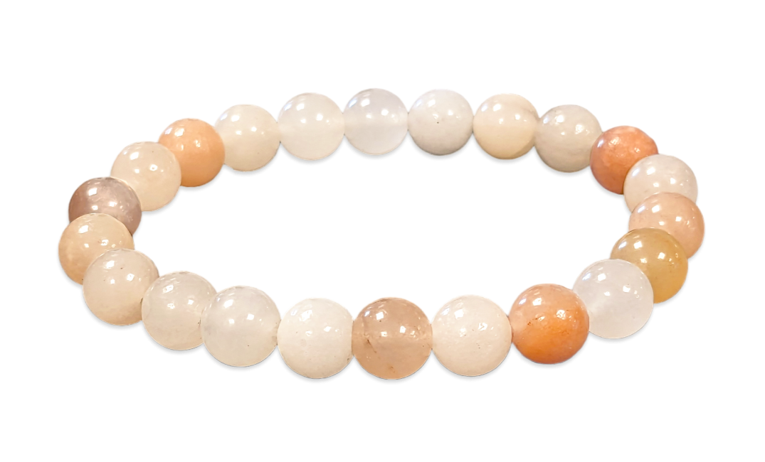 Pfirsichfarbenes Aventurin-Armband mit 8-mm-Perlen