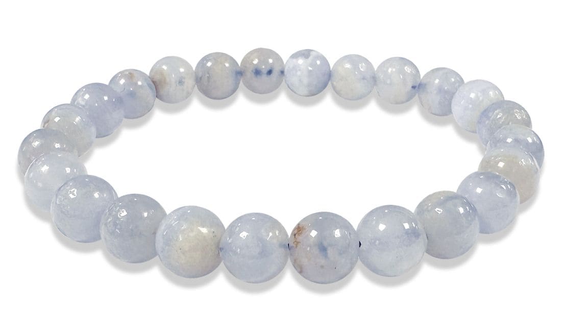 Blaues Chalcedon-Armband mit Bändern a 8-mm-Perlen