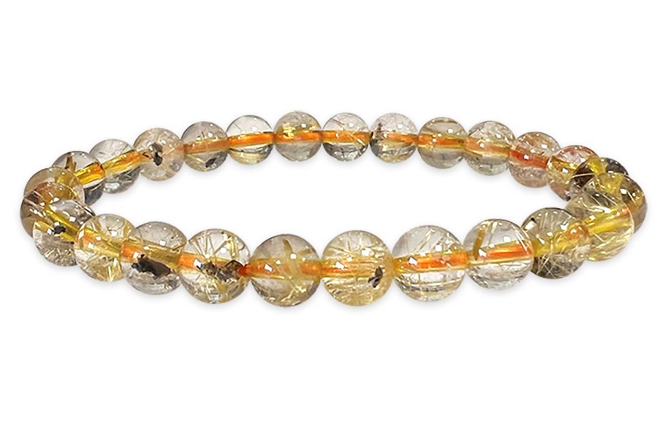 Bergkristall-Armband Rutil-Hämatit AA-Perlen 7,5-8,5 mm