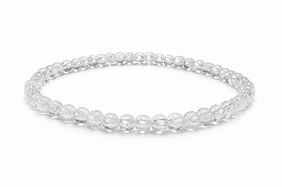 Weihrauch bei Armband aus Gesprungenem Bergkristall A mit Runden Perlen 4 mm