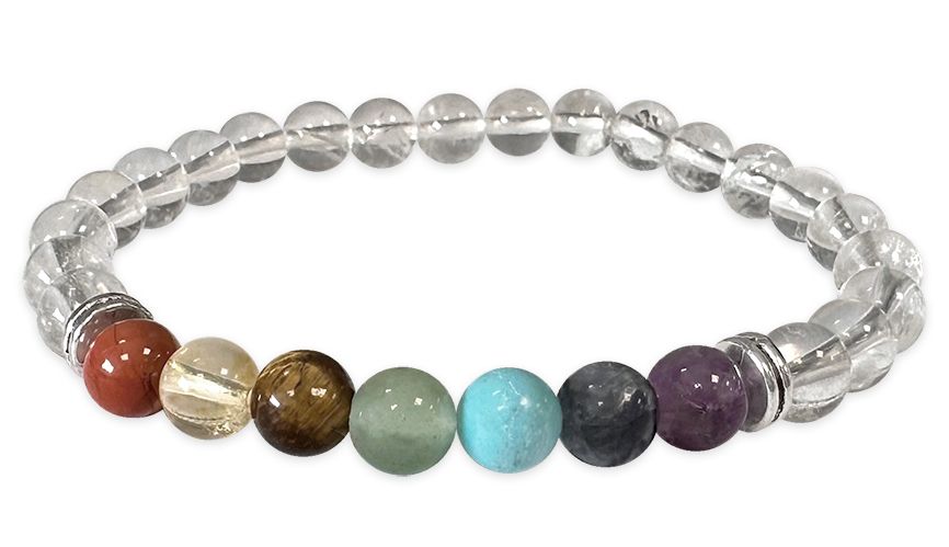 7 chakras Bergkristall Armband A perles 6mm