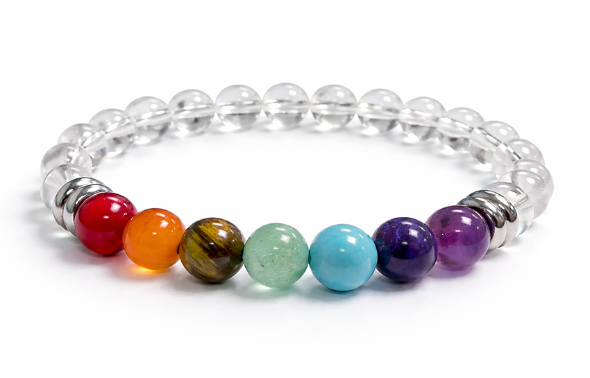 7 chakras Bergkristall Armband A perles 6mm