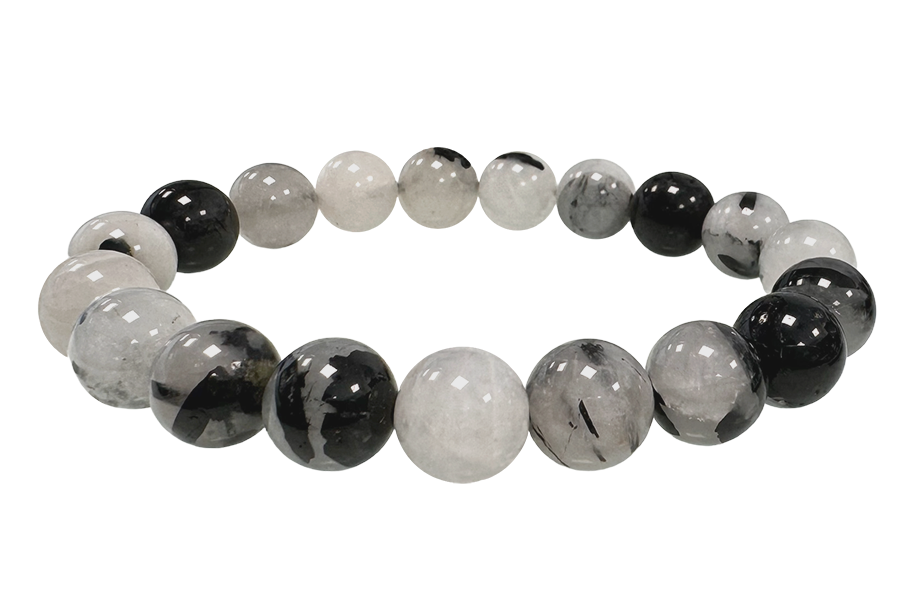 Armband Bergkristall Turmalin A Perlen 10mm