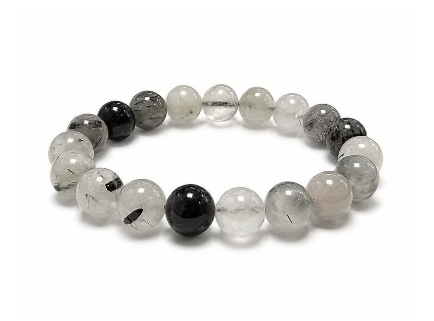 Weihrauch bei Bergkristall-Turmalin-Armband A 10mm Perlen