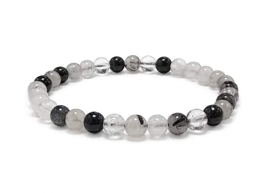 Weihrauch bei Bergkristall-Turmalin-Armband A 6-7mm Perlen|de