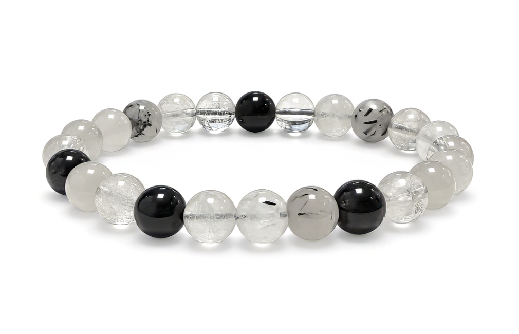 Weihrauch bei Bergkristall-Turmalin-Armband A 8-9mm Perlen