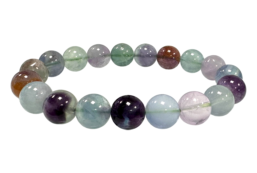 Armband Fluorite multicolor perles 10mm