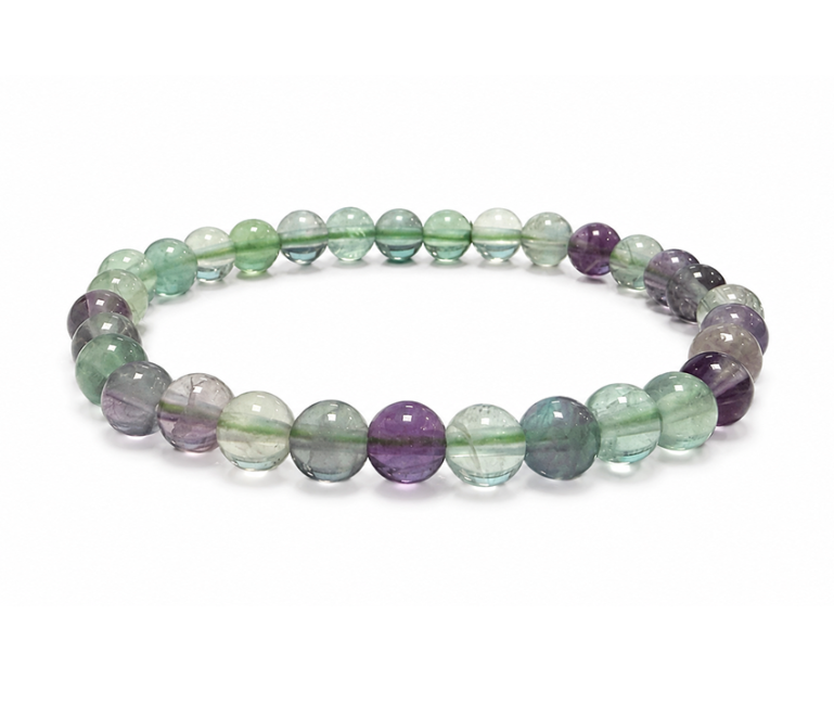Mehrfarbiges Fluorit-Armband A 6-7mm Perlen