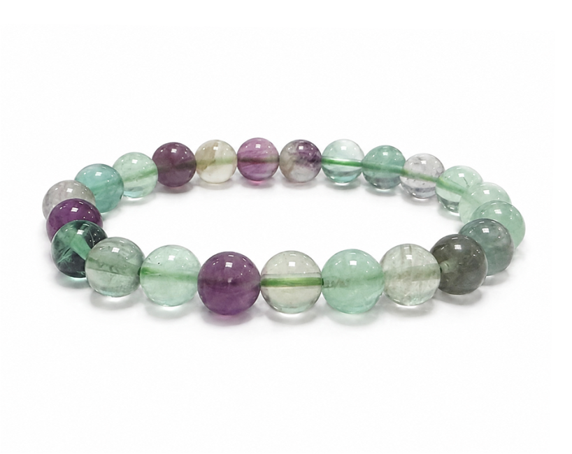 Mehrfarbiges Fluorit-Armband A 8mm Perlen