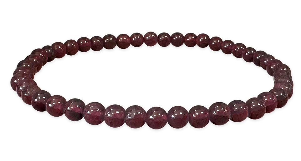 Rotes Granatarmband mit 3–4 mm großen Perlen