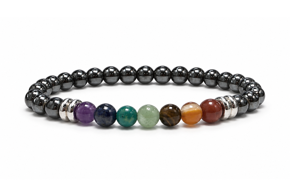 Weihrauch bei Hämatit-Armband A 7 Chakren 6mm Perlen