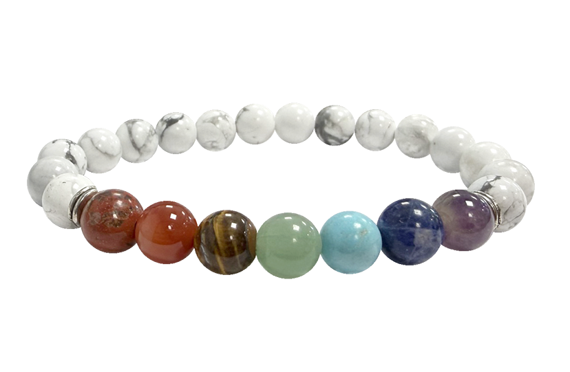 Armband Howlith 7 chakras A Perles 8mm