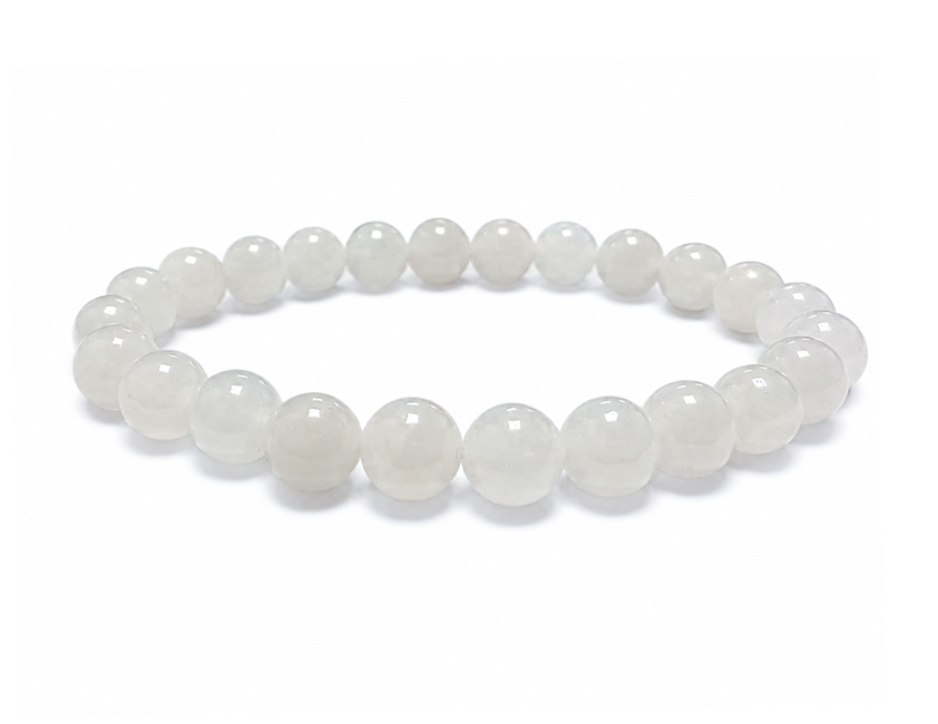 Armband aus weißem Jade A mit 8-mm-Perlen