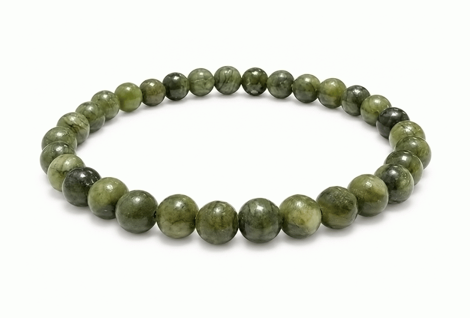 Weihrauch bei Nephrit Jade Armband Qualität A Perlen 6mm