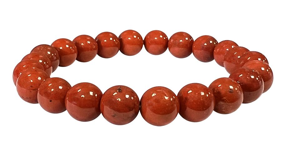 Armband aus rotem Jaspis A 8–9 mm großen Perlen