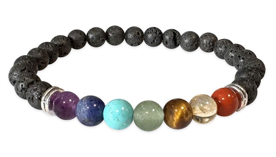 6mm 7 chakras Lavasteinarmband