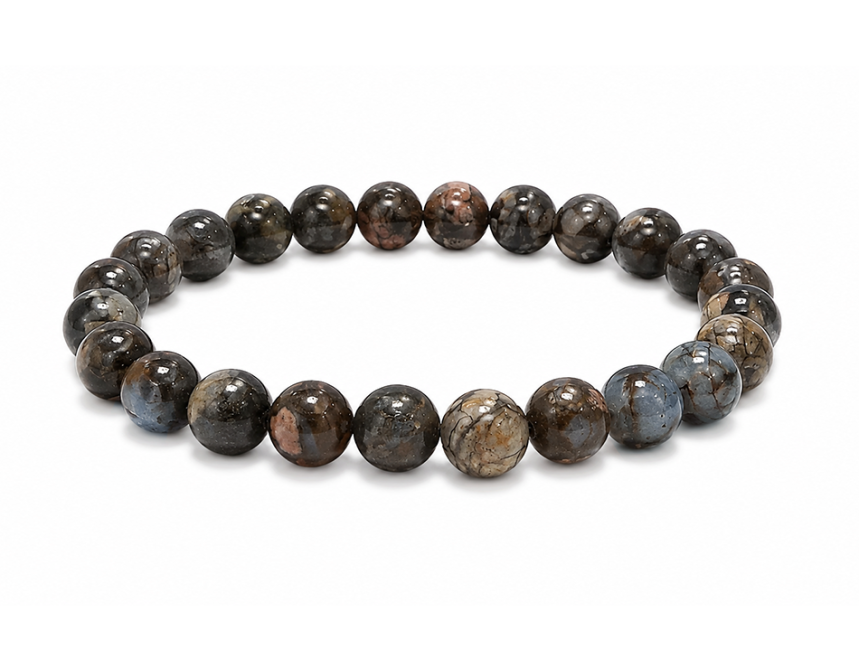 Armband aus Blauem Liberit A mit 8-mm-Perlen