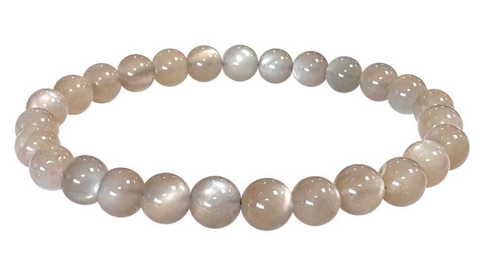 Graues Mondstein-Armband, AAA-Perlen, 6 mm