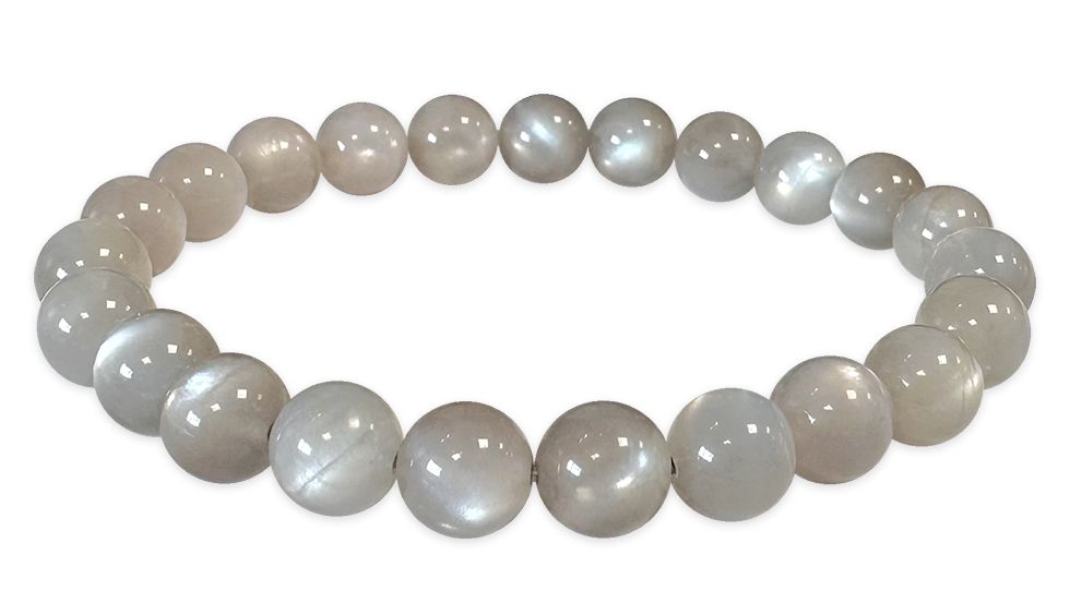 Graues Mondstein-Armband, AAA-Perlen, 8 mm
