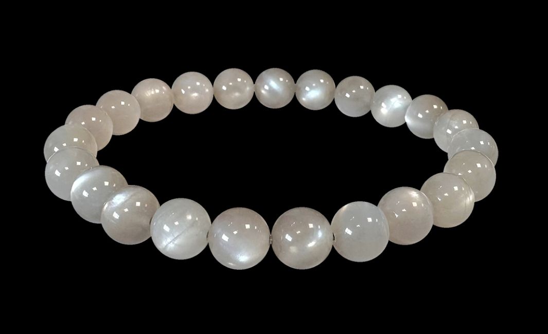 Graues Mondstein-Armband, AAA-Perlen, 8 mm
