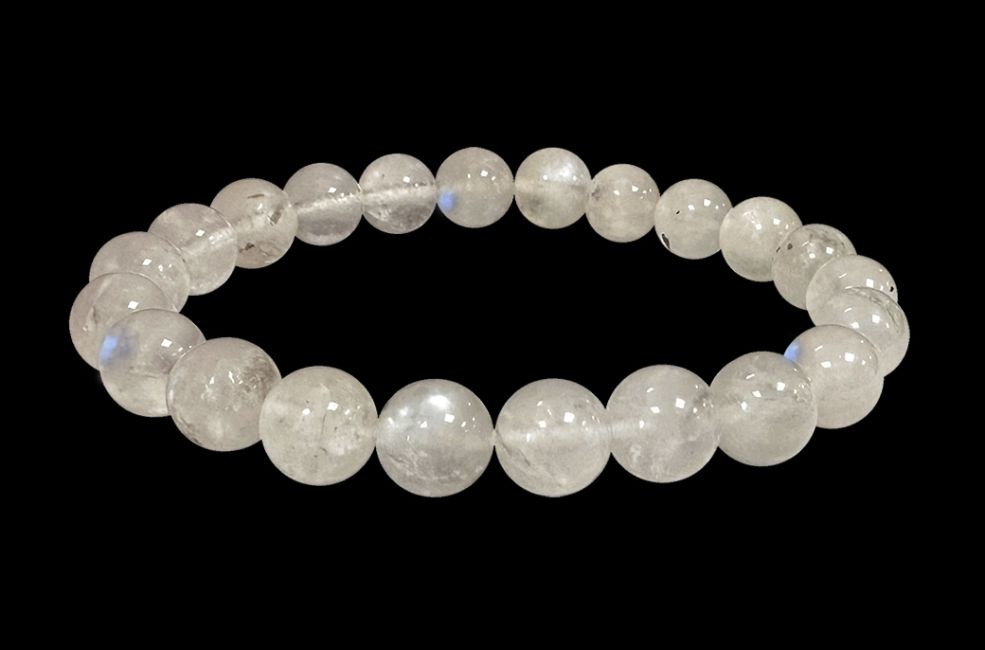 Weiße Peristerit-Mondstein-Armbandperlen 7,5-8,5 mm
