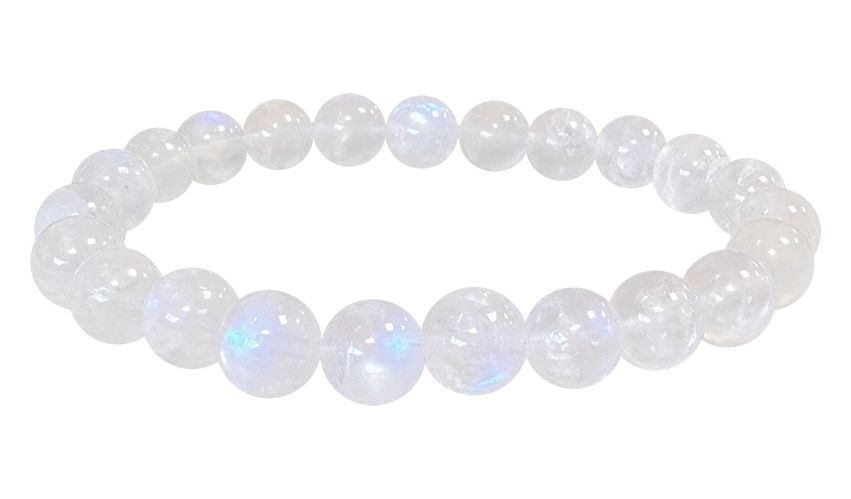 Armband aus weißem Mondstein, Peristerit, AA-Perlen, 8–9 mm