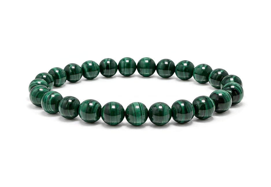 Weihrauch bei Armband aus dunklem Malachit AA mit 7–8-mm-Perlen