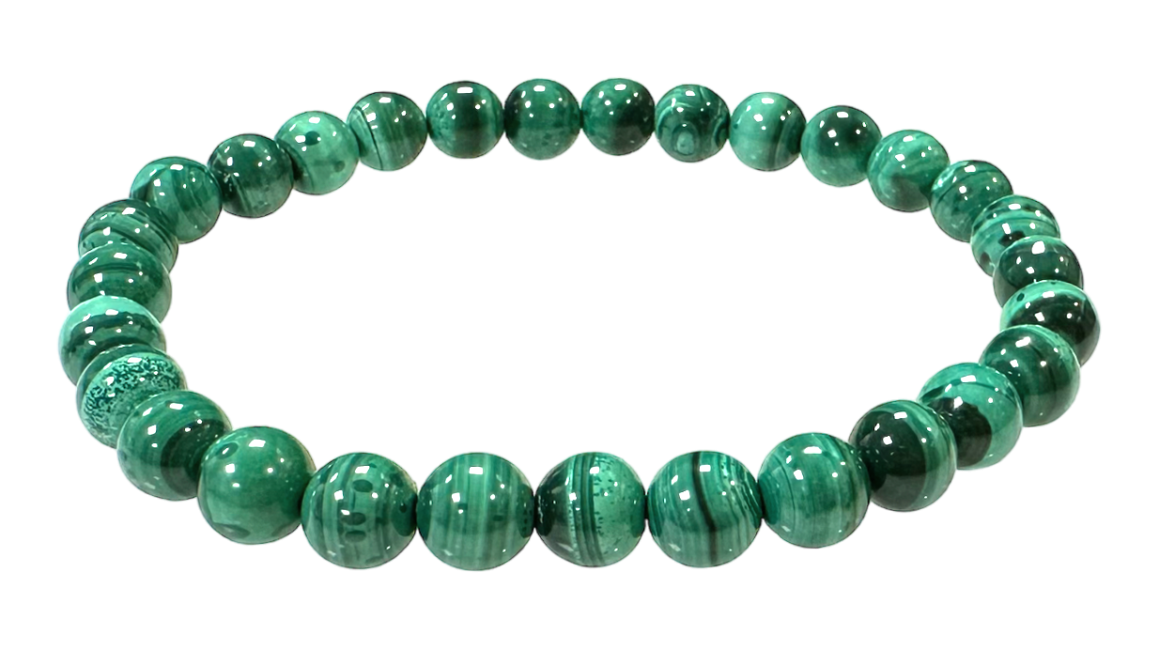 Armband Malachit, Helle Farbe AA-Perlen, 6,5–7,5 mm