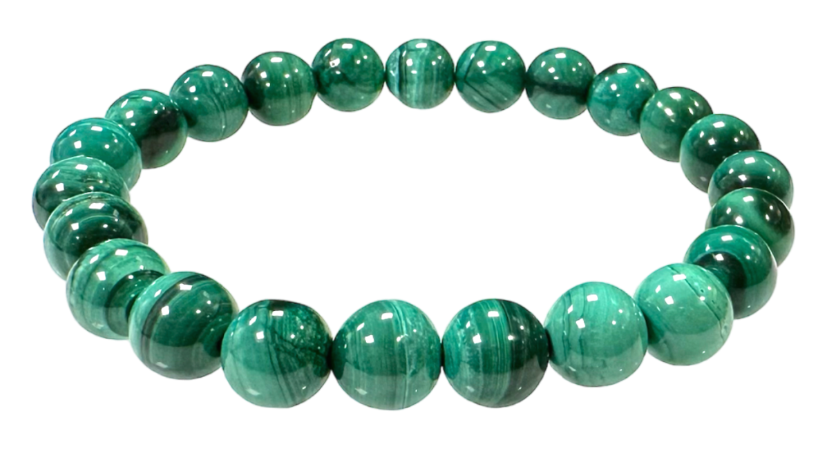 Armband Malachit, helle Farbe AA-Perlen, 7,5–8,5 mm