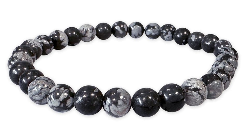 Armband Schneeflocke Obsidian Perle 6mm