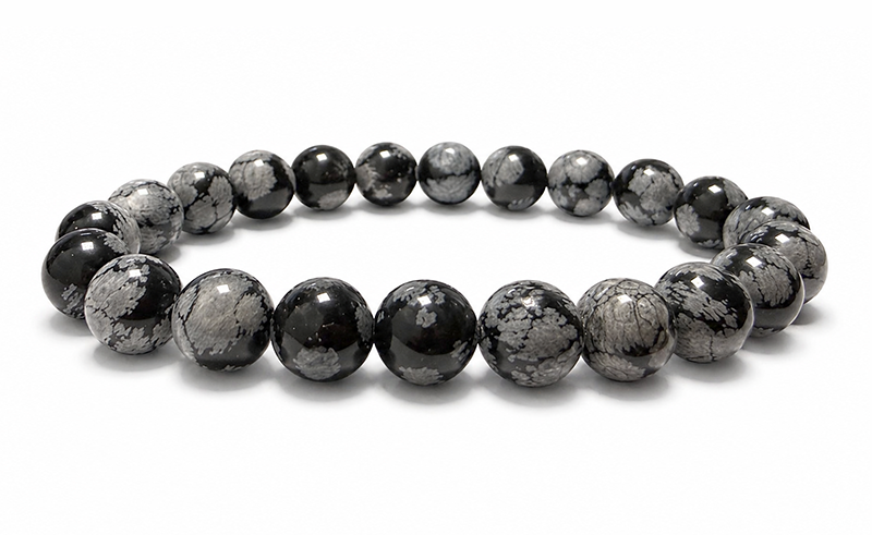 Schneeflocken-Obsidian-Armband AB 8-9mm Perlen