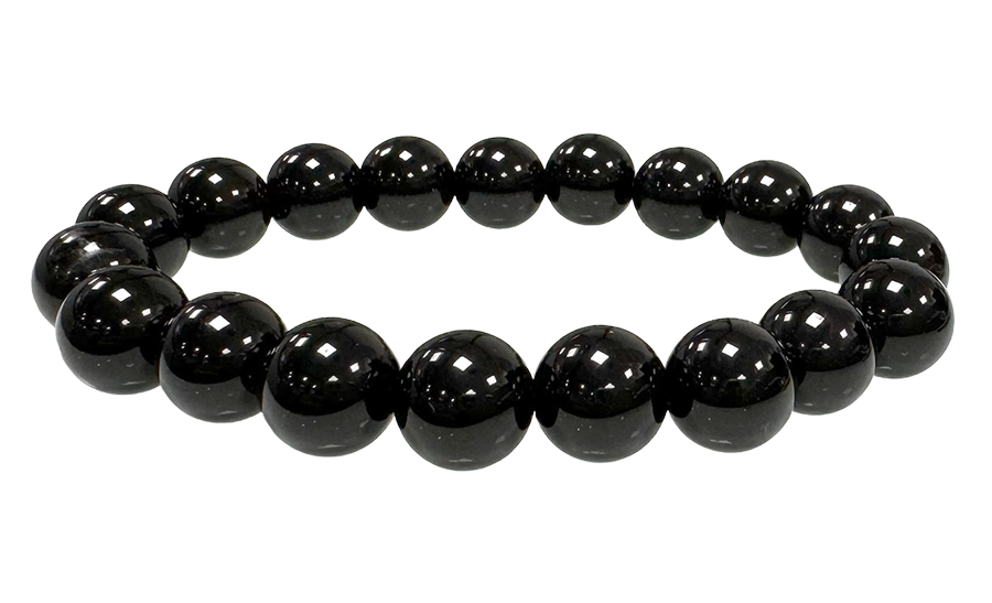 Schwarzes Obsidianperlenarmband A 10mm