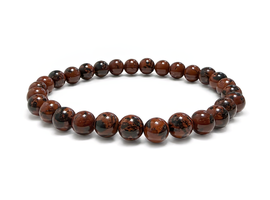 Weihrauch bei Mahagoni-Obsidian Armband A 6mm Perlen