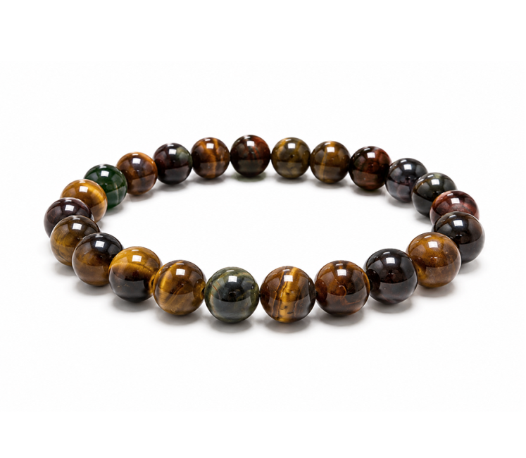 Armband aus mehrfarbigem Tigerauge A mit 8-mm-Perlen