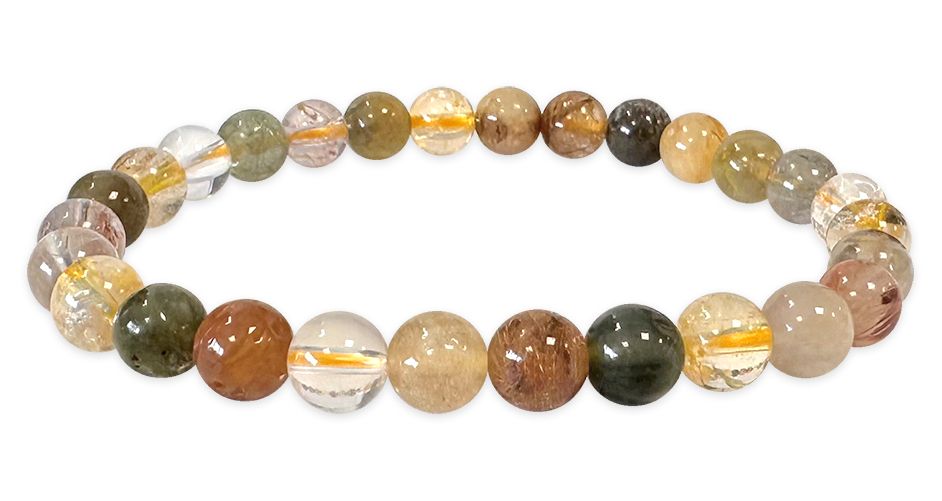 Armband Quarz-Rutil mehrfarbigen A Perlen 6mm