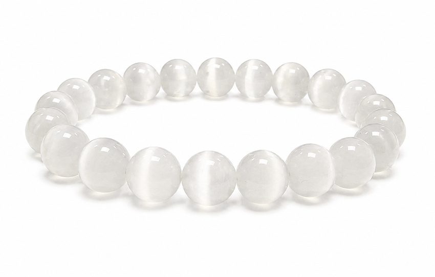 Katzenaugen-Selenit-Armband A 10mm Perlen