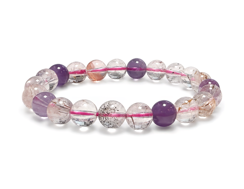 Weihrauch bei Armband aus Super Seven AA Quarz mit Einschlüssen, Perlen 8–9 mm