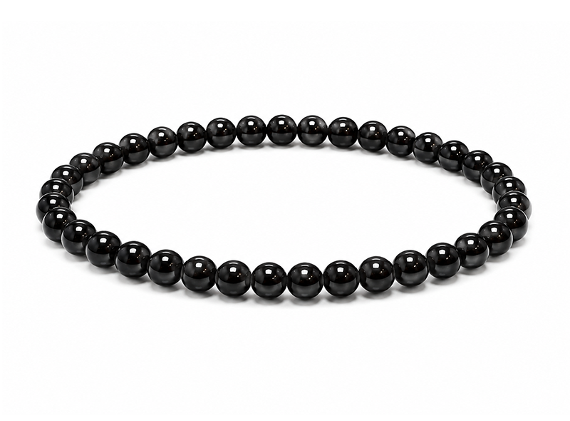 Weihrauch bei Schwarzer Turmalin-Armband A 4mm Perlen