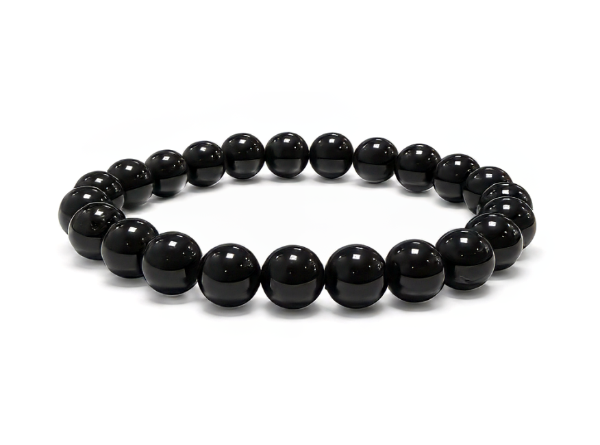 Weihrauch bei Armband aus schwarzem Turmalin mit Perlen 8-9 mm