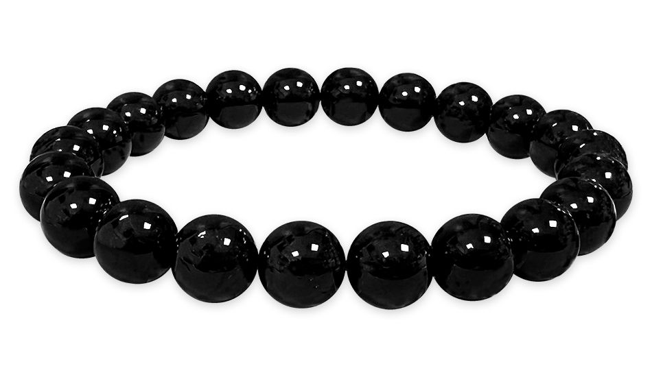 Schwarzer Turmalin A Armband Perlen 8mm