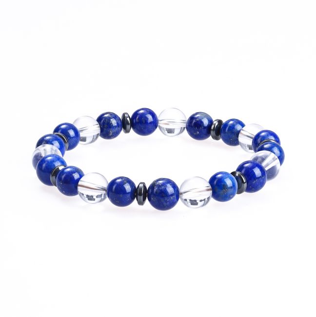 Bergkristallarmband, Lapislazuli-Perlen 8 mm