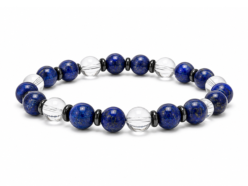 Bergkristall- und Lapislazuli-Armband AA 8mm Perlen