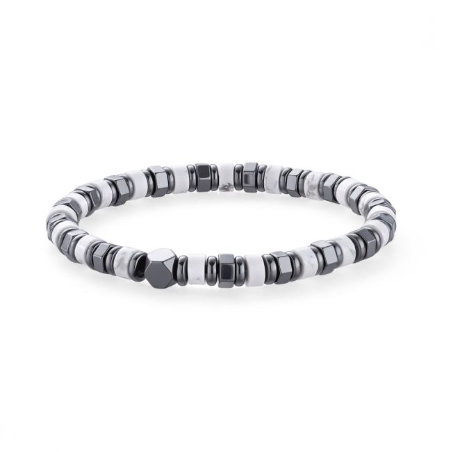 Howlith- und Hämatit-Armband, 6 mm Perlen