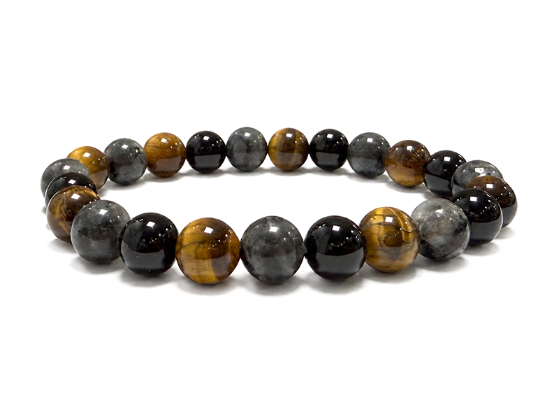 Weihrauch bei Larvikit-, Tigerauge- und Schwarzer Onyx-Armband A 8mm Perlen