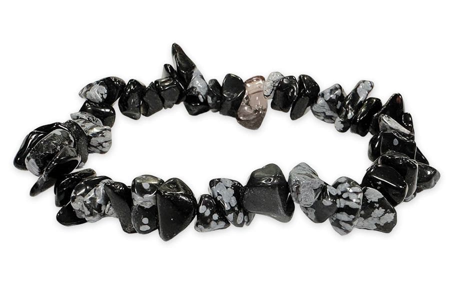 Armband  Obsidian Schneeflocke Chips 19cm