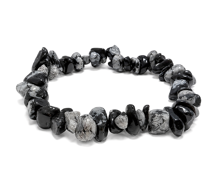 Schneeflocken-Obsidian-Splitterarmband A 5-8mm