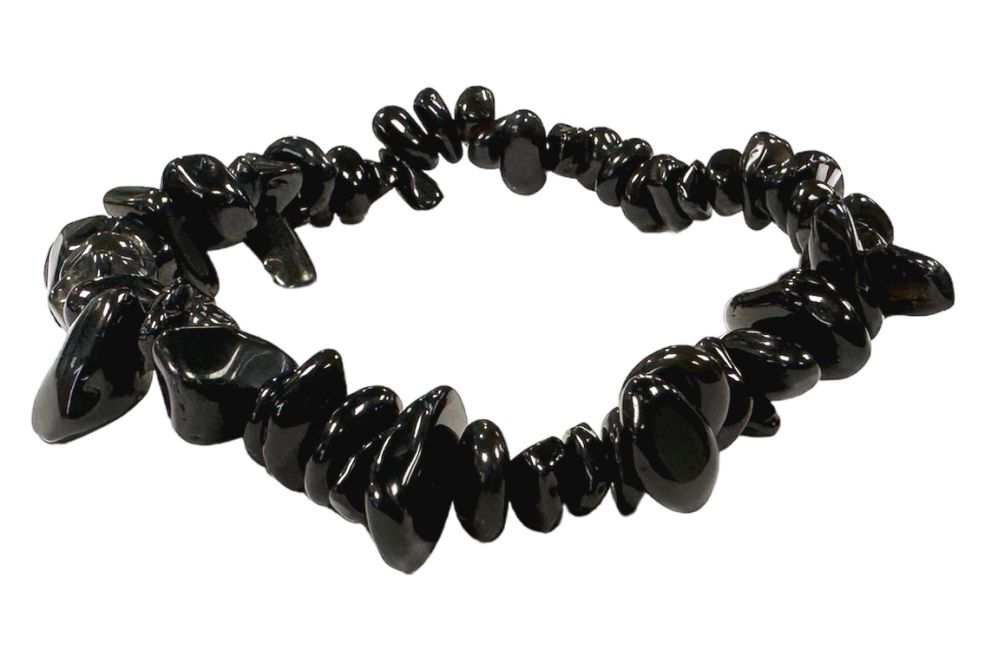 Schwarze Obsidian-Armbandchips A 18cm