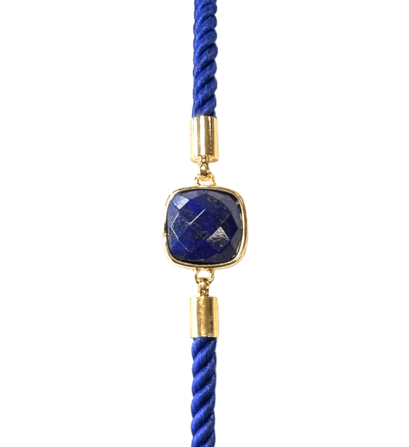 Facettiertes quadratisches Lapislazuli-Messingseilarmband 11 mm